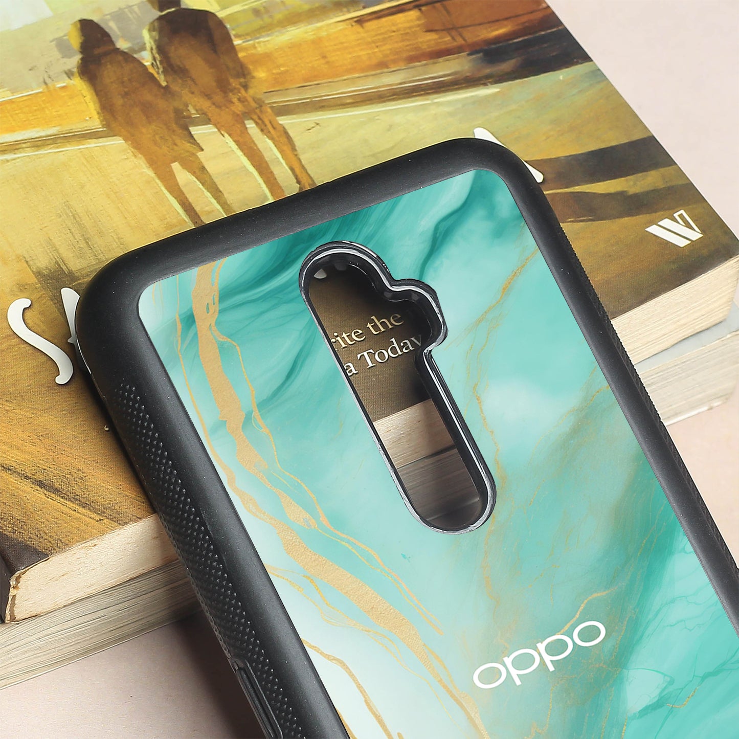 Green Luxe Marble metal back case for Oppo Reno2 F