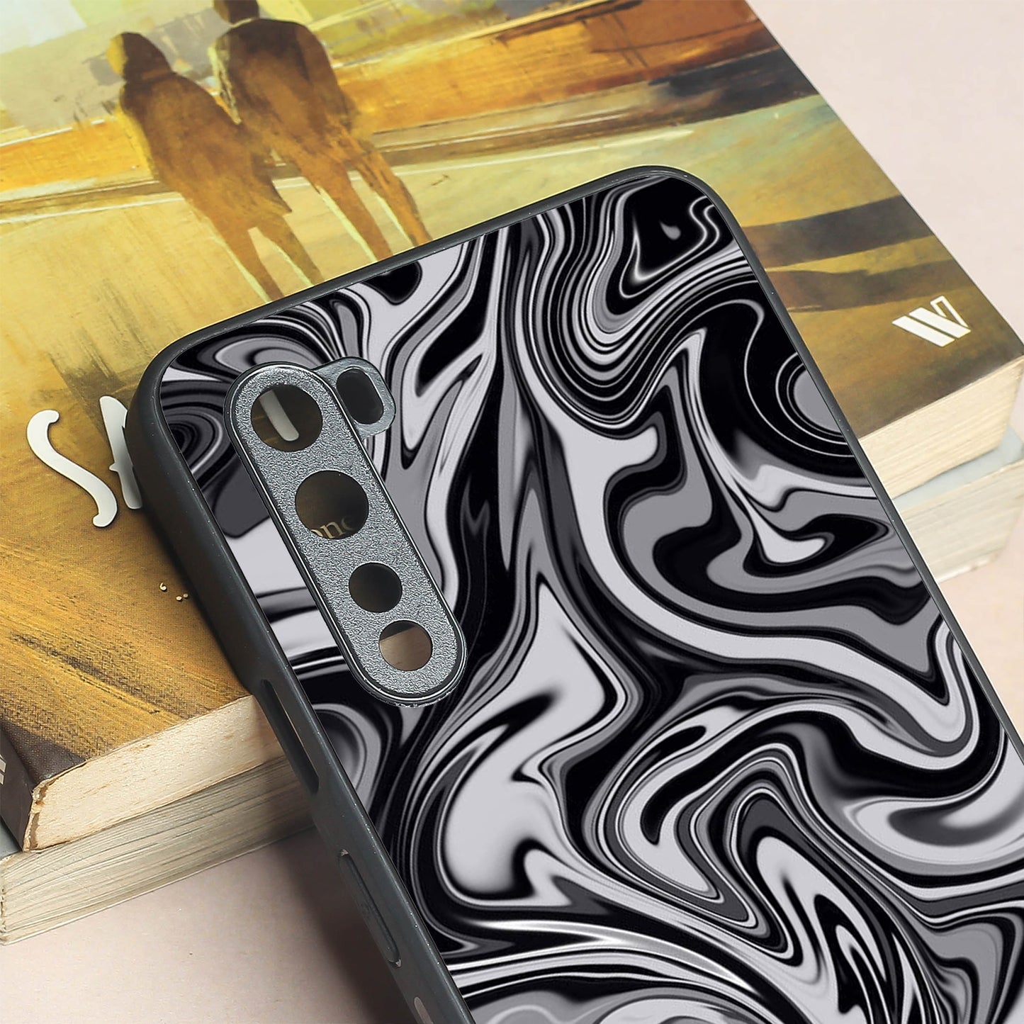 Blackout Marble metal back case for Oneplus Nord