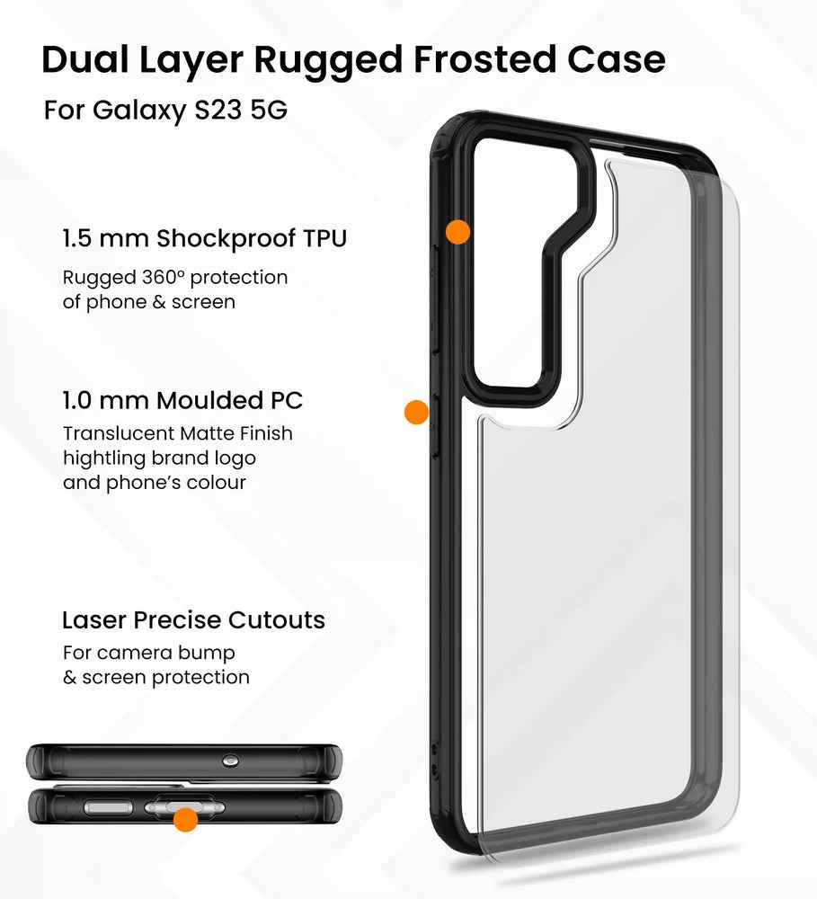 Black Metal Protection Transparent Case for Samsung S24 - Kemarco