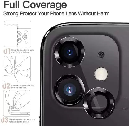 Black Metallic camera ring lens guard for Apple iphone 12 - Kemarco