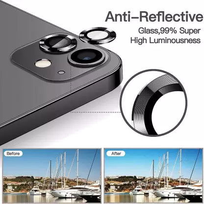 Black Metallic camera ring lens guard for Apple iphone 12 - Kemarco