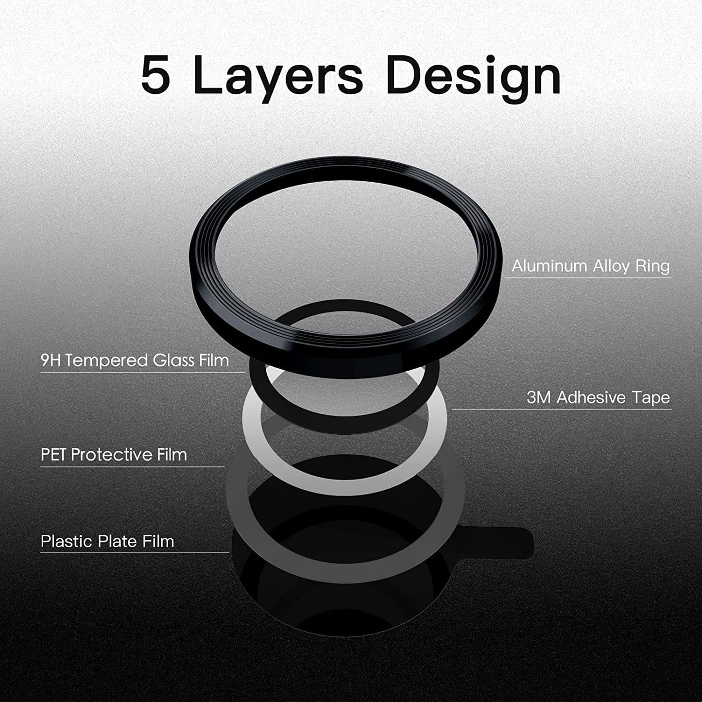 Black Metallic camera ring lens guard for Apple iphone 13 - Kemarco