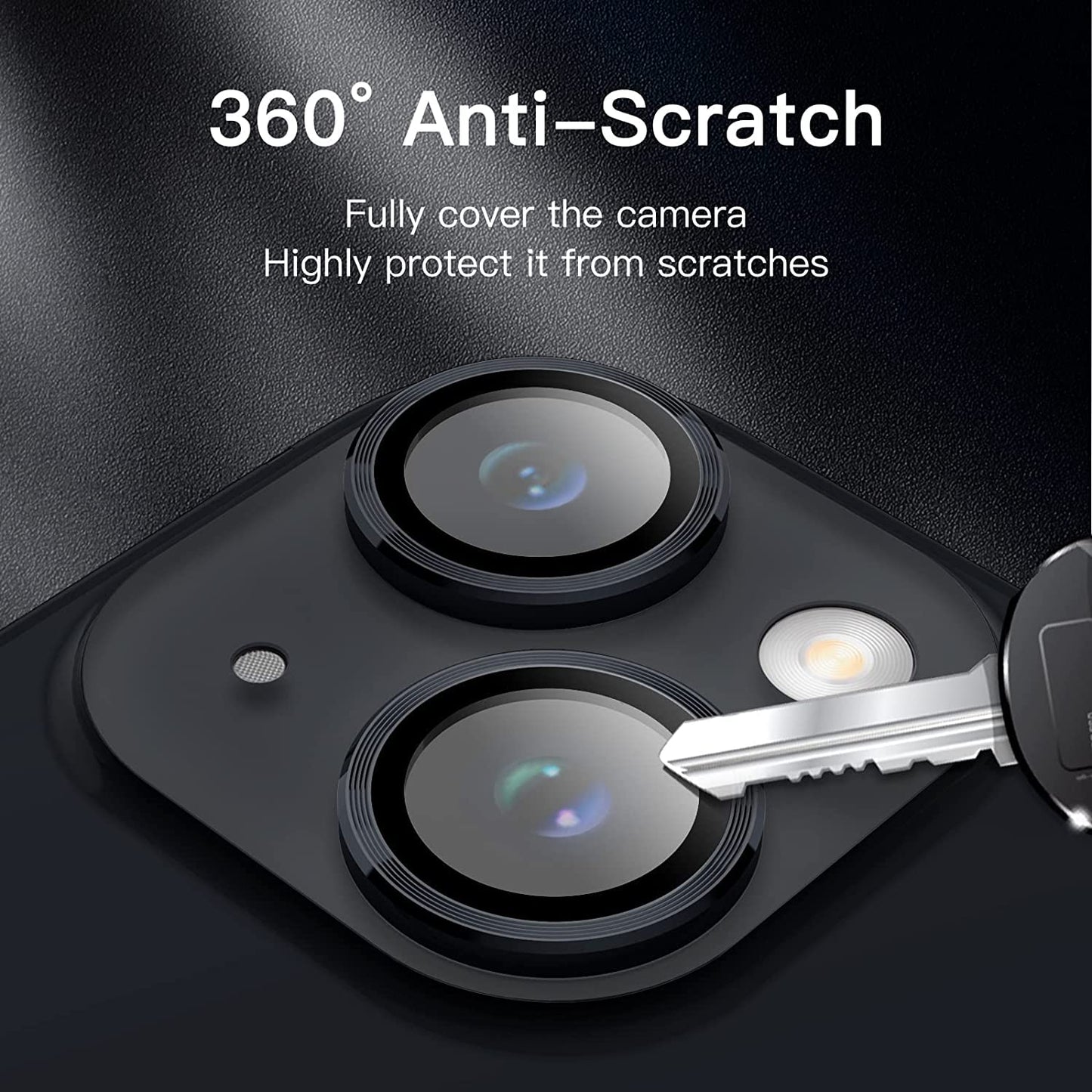 Black Metallic camera ring lens guard for Apple iphone 13 - Kemarco