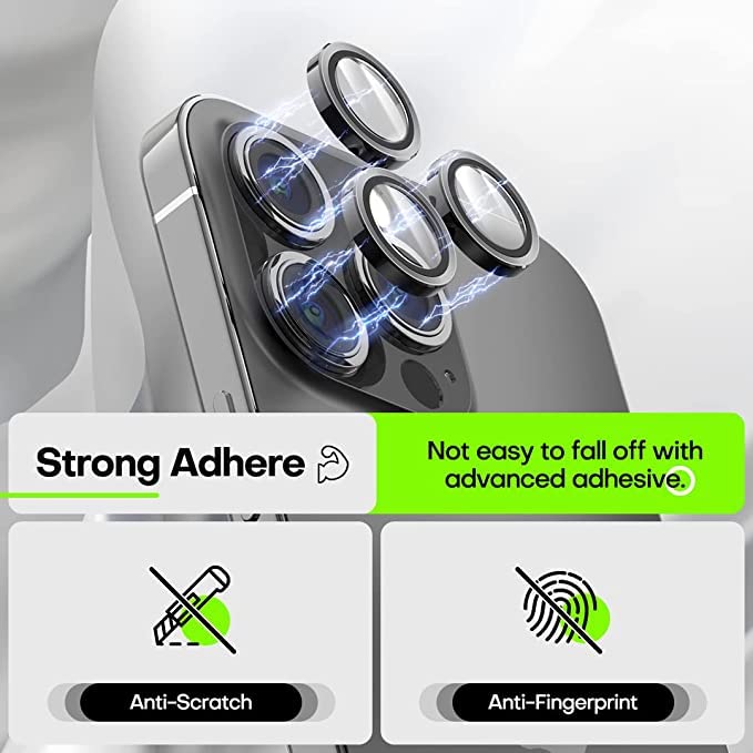 Black Metallic camera ring lens guard for Apple iphone 13 Pro Max - Kemarco