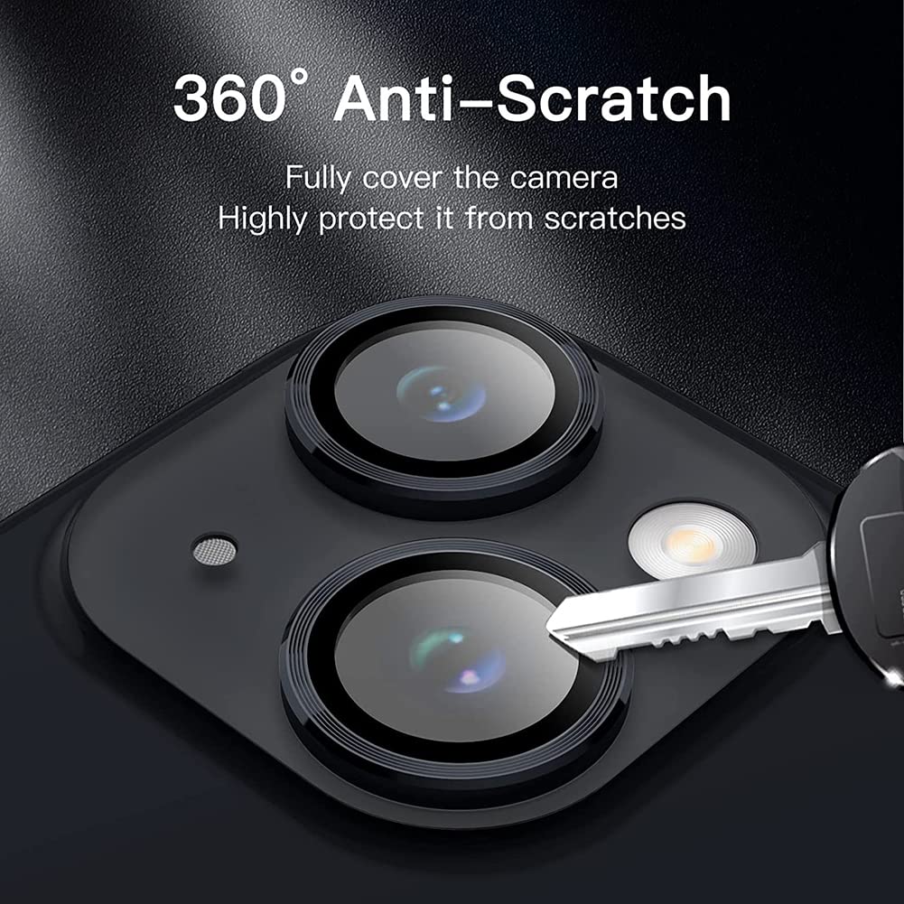 Black Metallic camera ring lens guard for Apple iphone 14 Plus - Kemarco