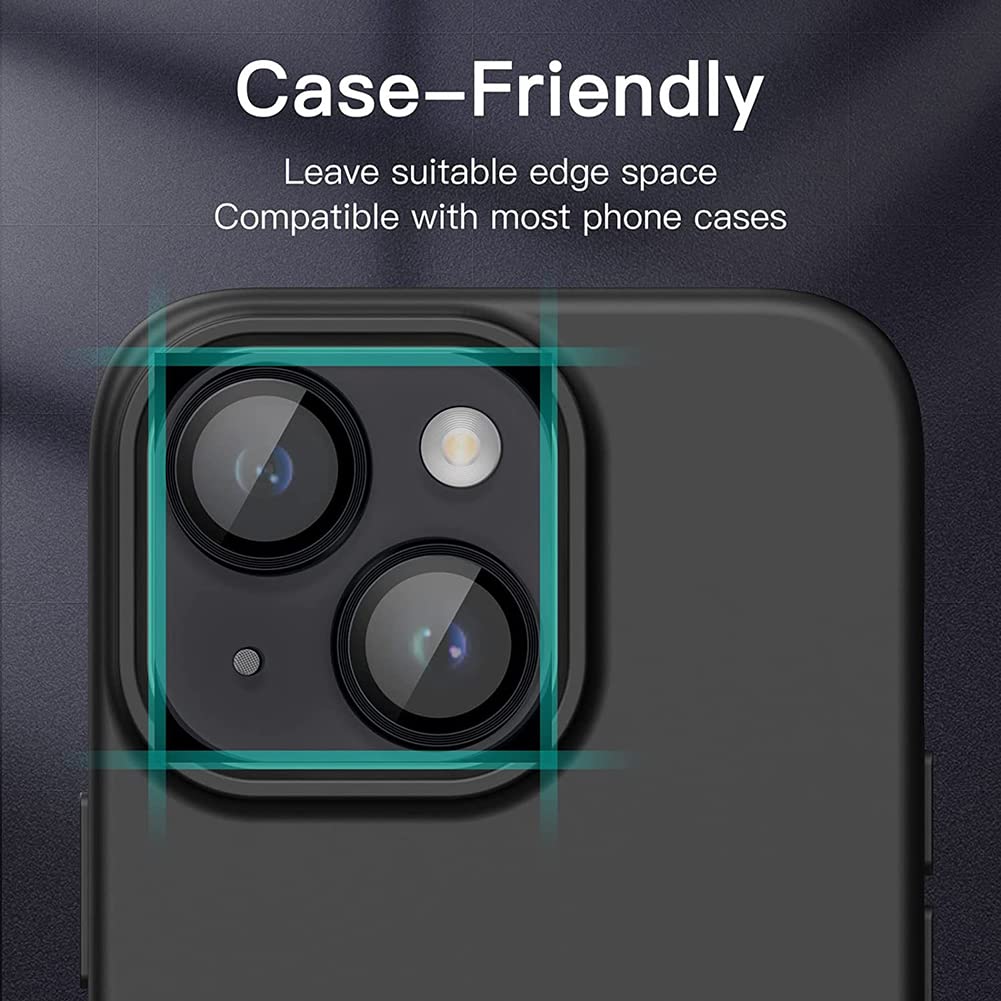 Black Metallic camera ring lens guard for Apple iphone 14 Plus - Kemarco
