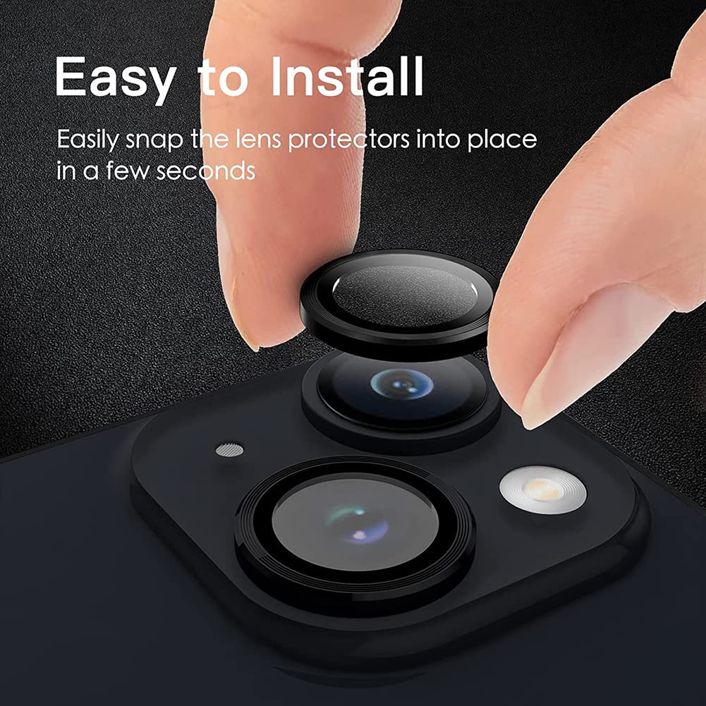 Black Metallic camera ring lens guard for Apple iphone 14 Plus - Kemarco