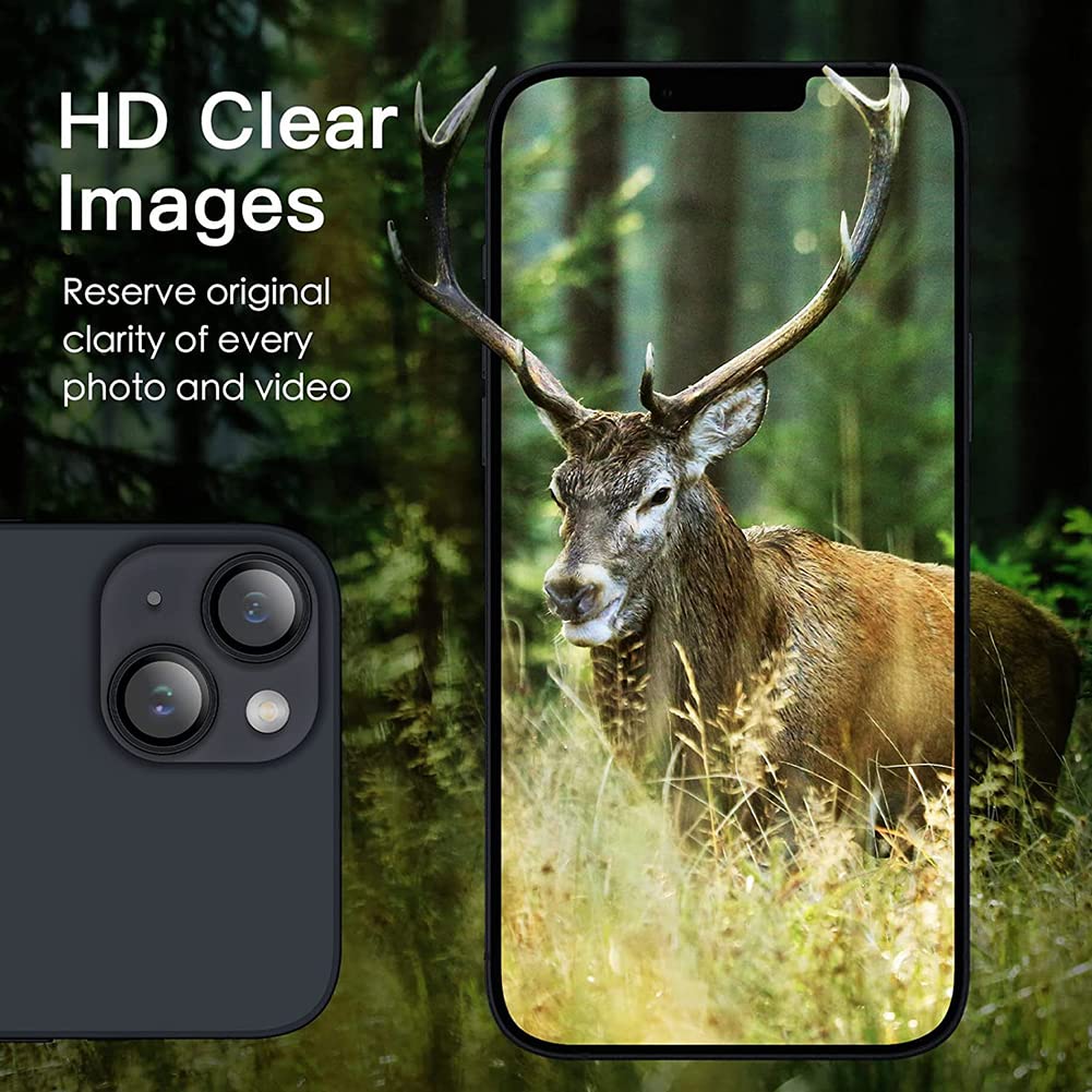 Black Metallic camera ring lens guard for Apple iphone 14 Plus - Kemarco