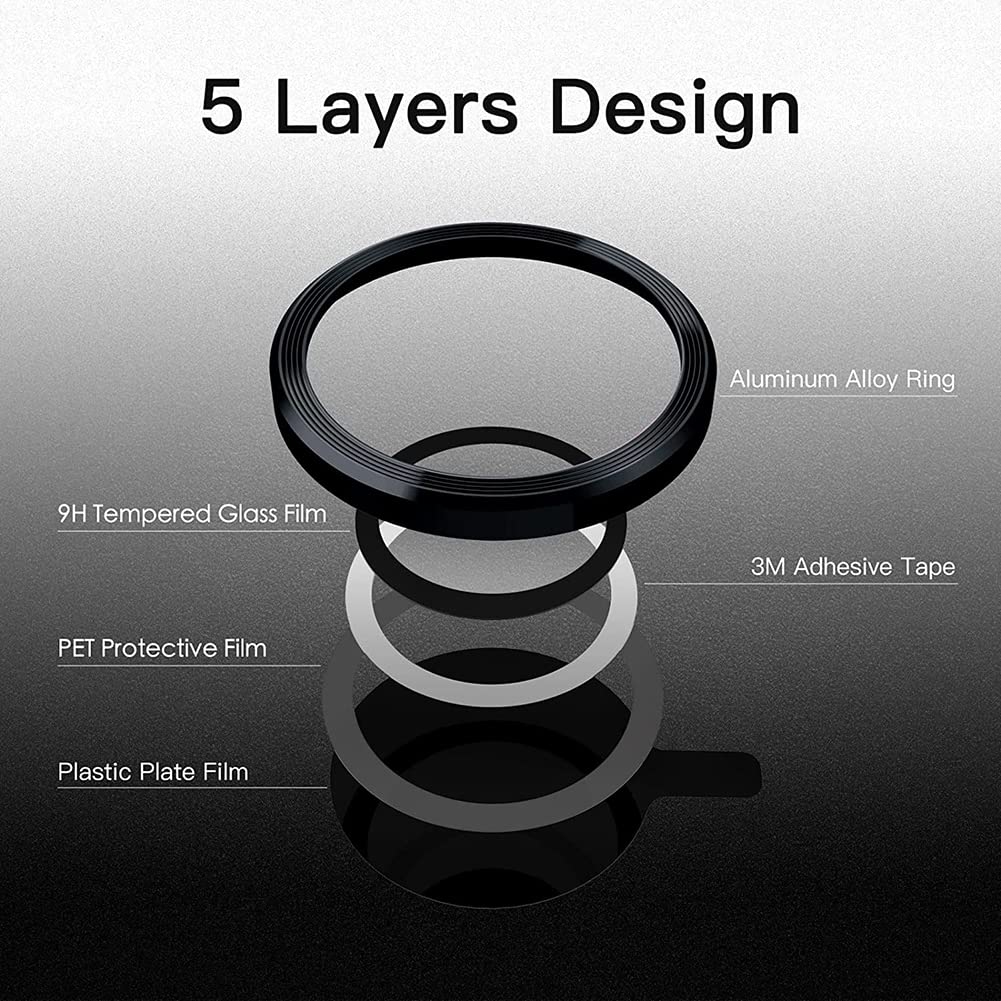 Black Metallic camera ring lens guard for Apple iphone 15 - Kemarco