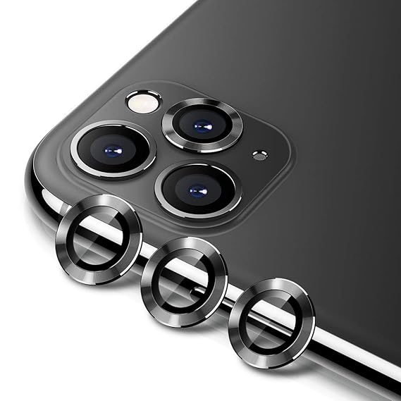 Black Metallic camera ring lens guard for Apple iphone 15 Pro Max - Kemarco