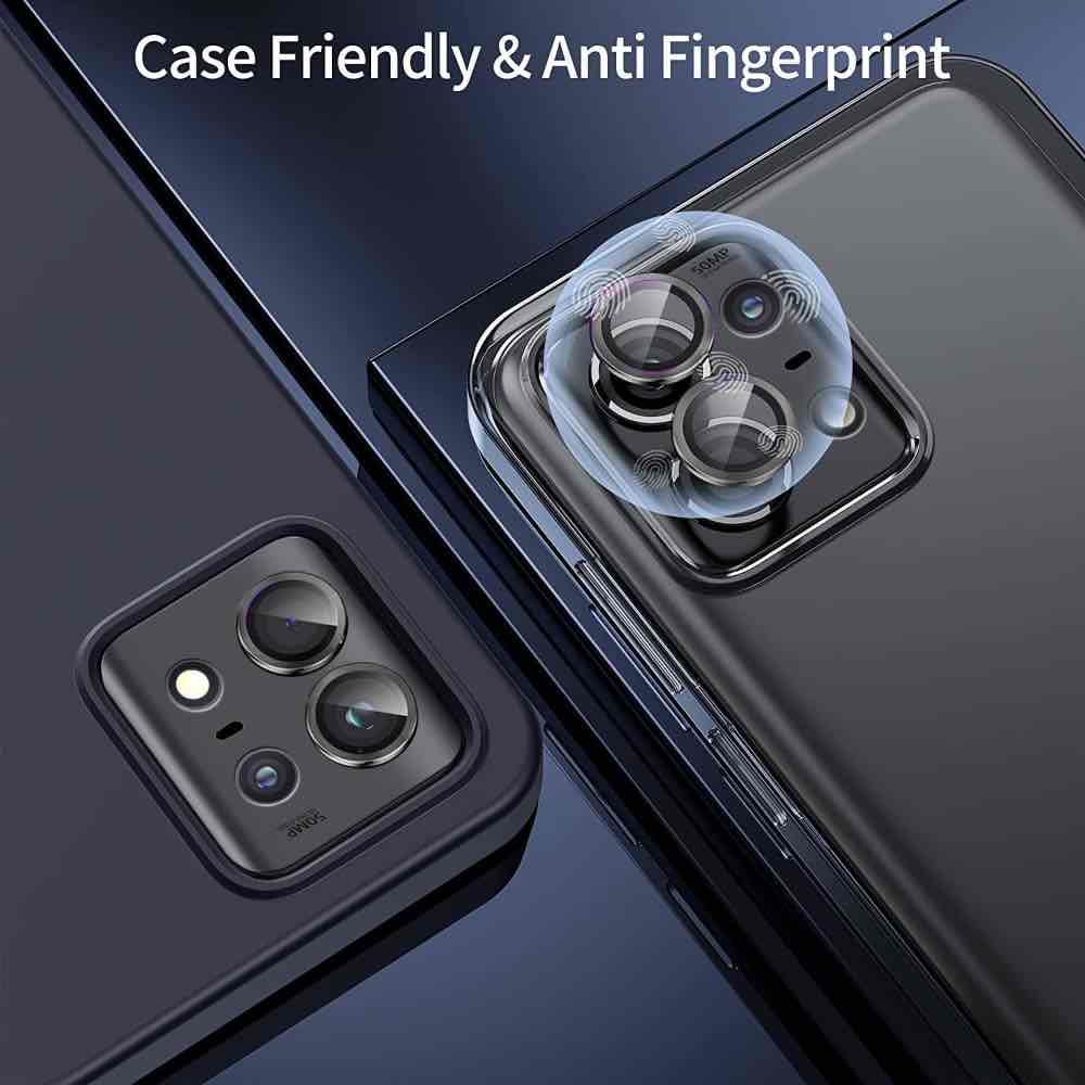 Black Metallic camera ring lens guard for Motorola Edge 50 pro 5g - Kemarco