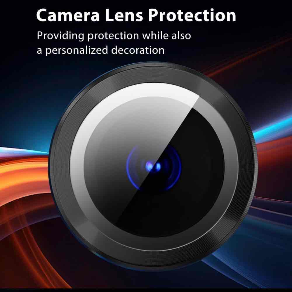 Black Metallic camera ring lens guard for Motorola Edge 50 pro 5g - Kemarco