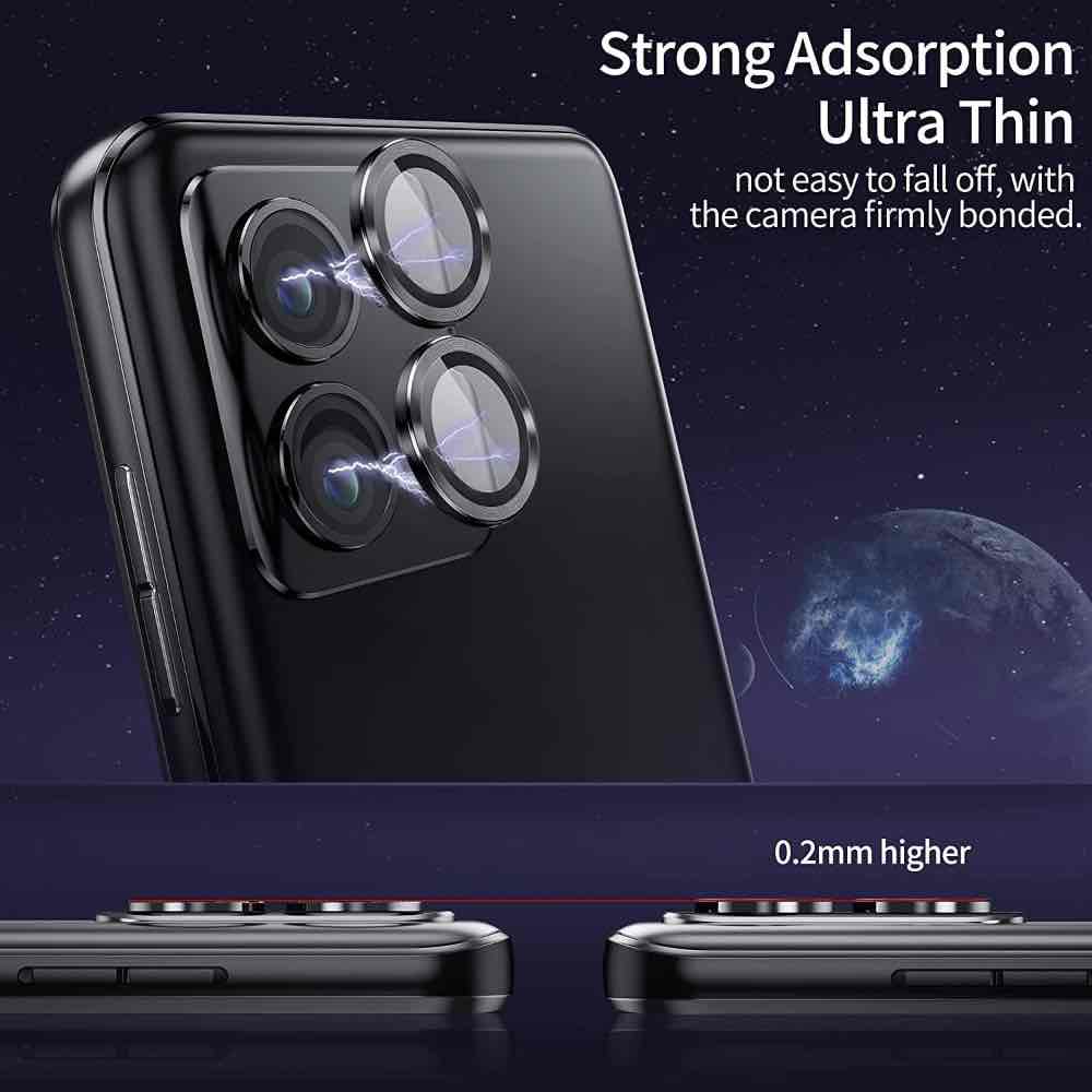 Black Metallic camera ring lens guard for Motorola Edge 50 pro 5g - Kemarco