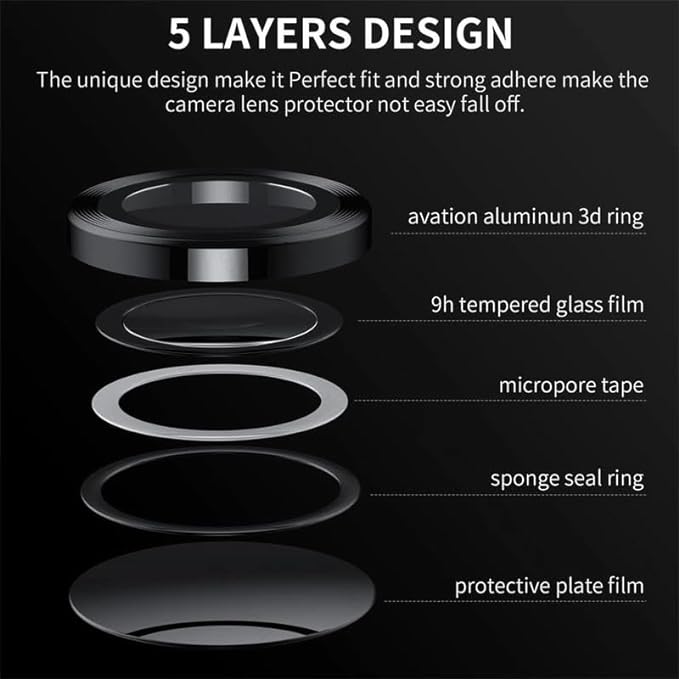 Black Metallic camera ring lens guard for Motorola G84 - Kemarco