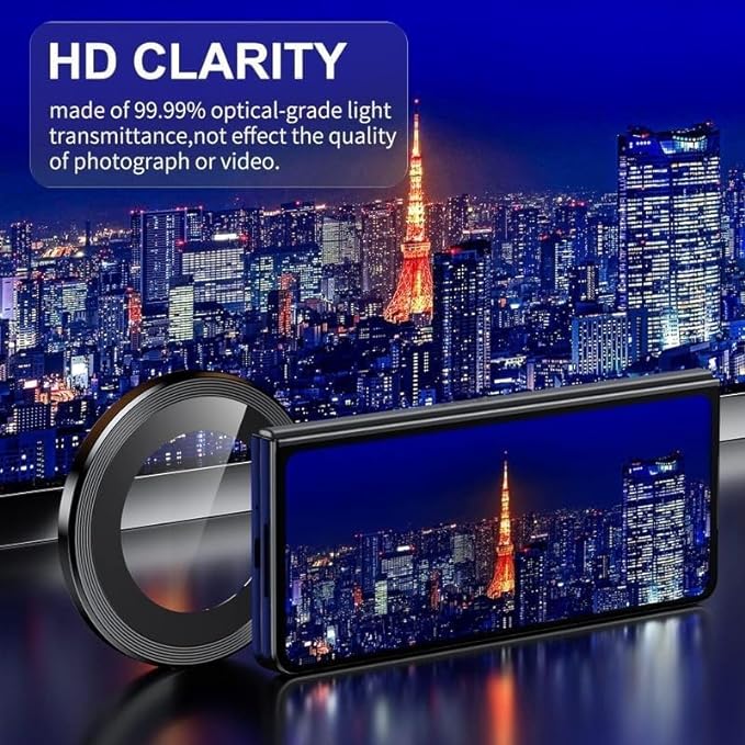 Black Metallic camera ring lens guard for Nothing Phone 2 - Kemarco