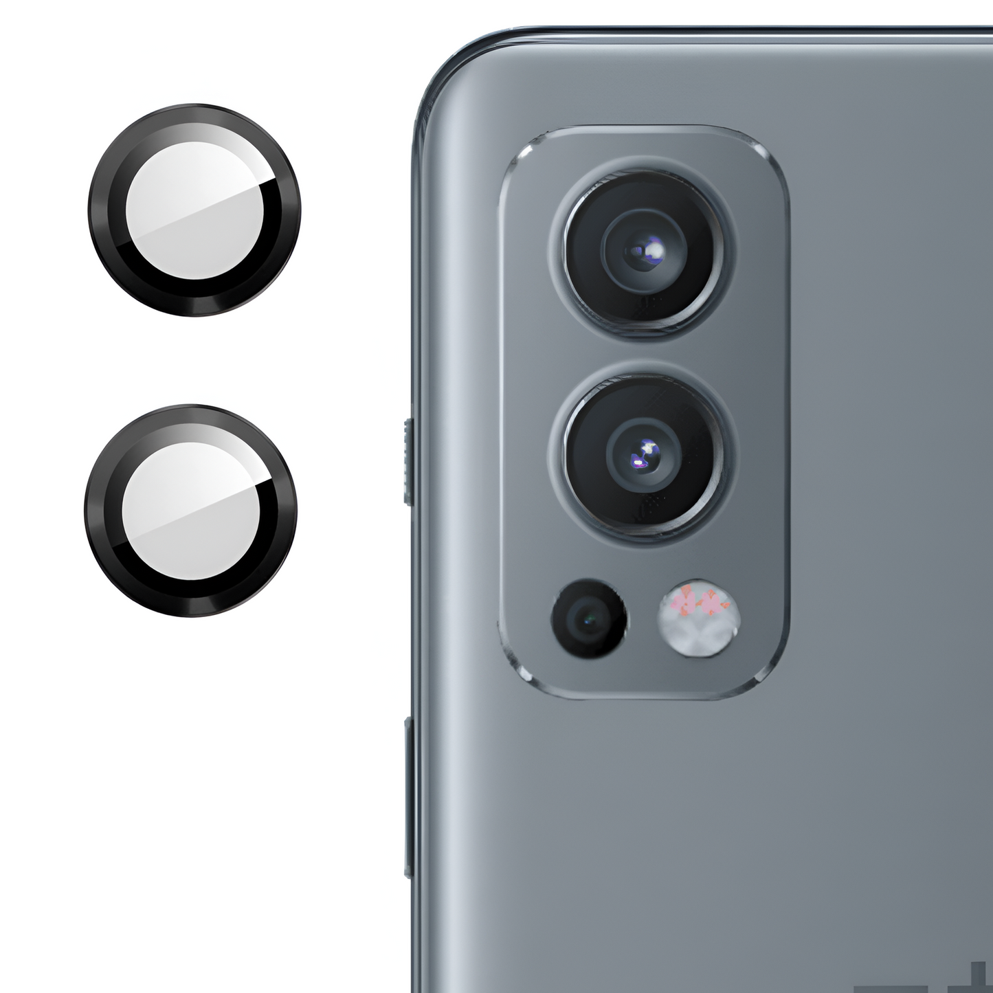 Black Metallic camera ring lens guard for Oneplus Nord 2 - Kemarco