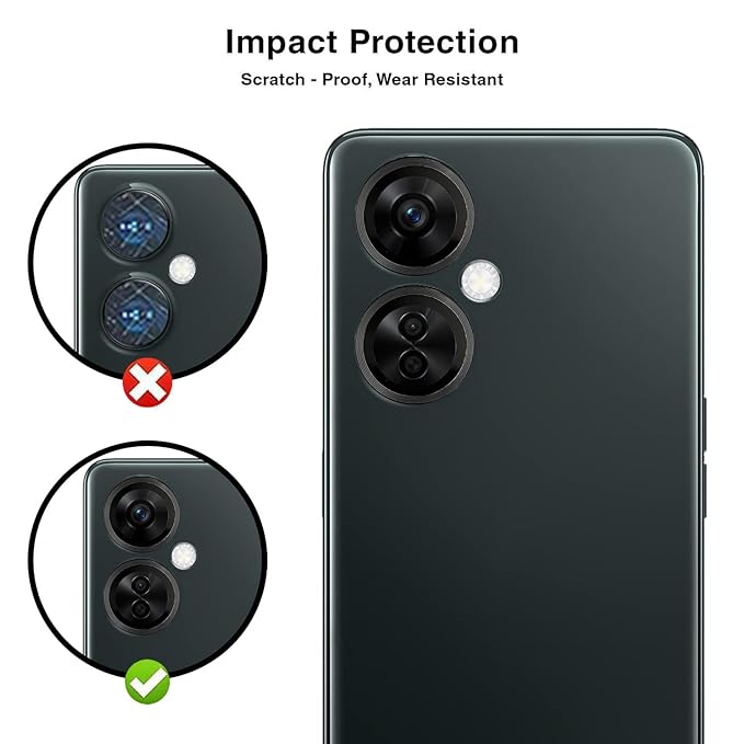 Black Metallic camera ring lens guard for Oneplus Nord Ce 3 Lite - Kemarco