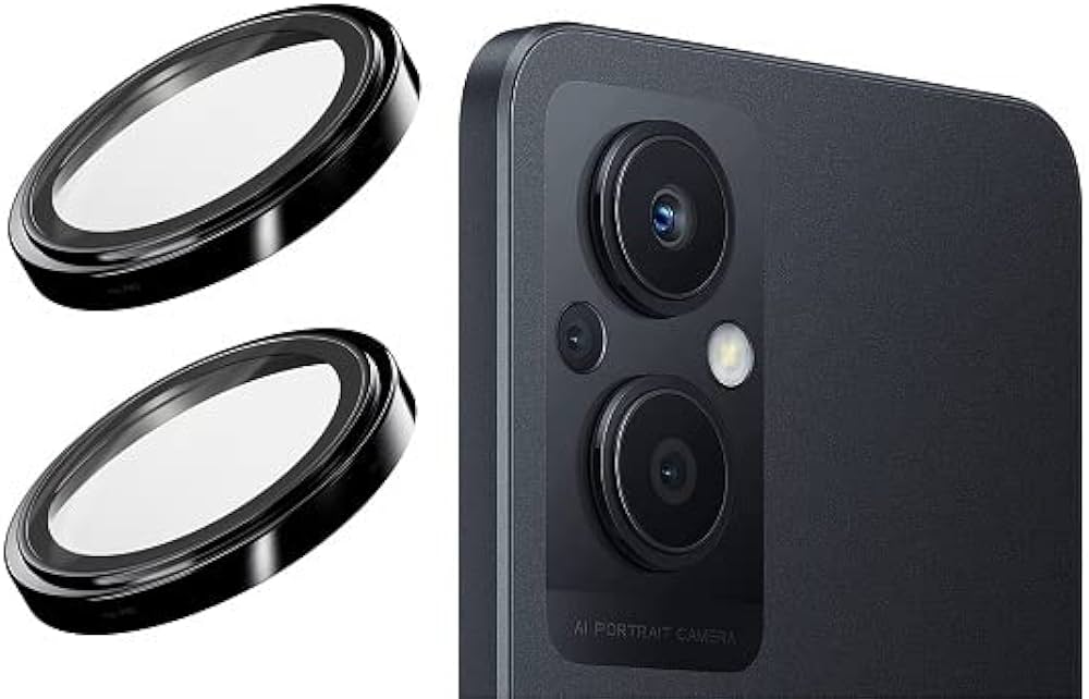 Black Metallic camera ring lens guard for Oppo F21 Pro 5G - Kemarco