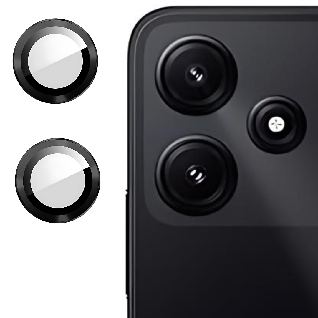 Black Metallic camera ring lens guard for Poco M6 Pro 5G - Kemarco