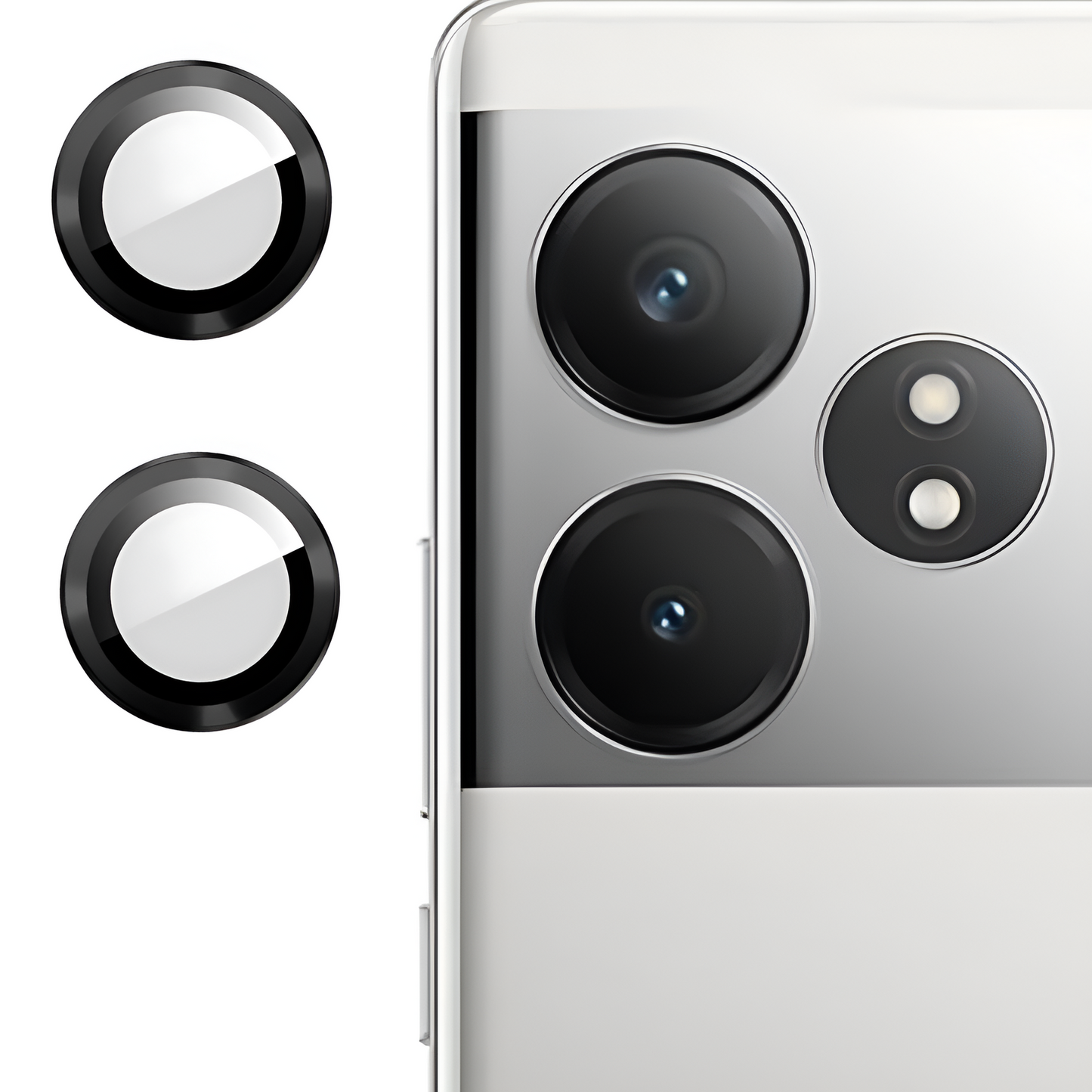 Black Metallic camera ring lens guard for Realme GT 6T - Kemarco