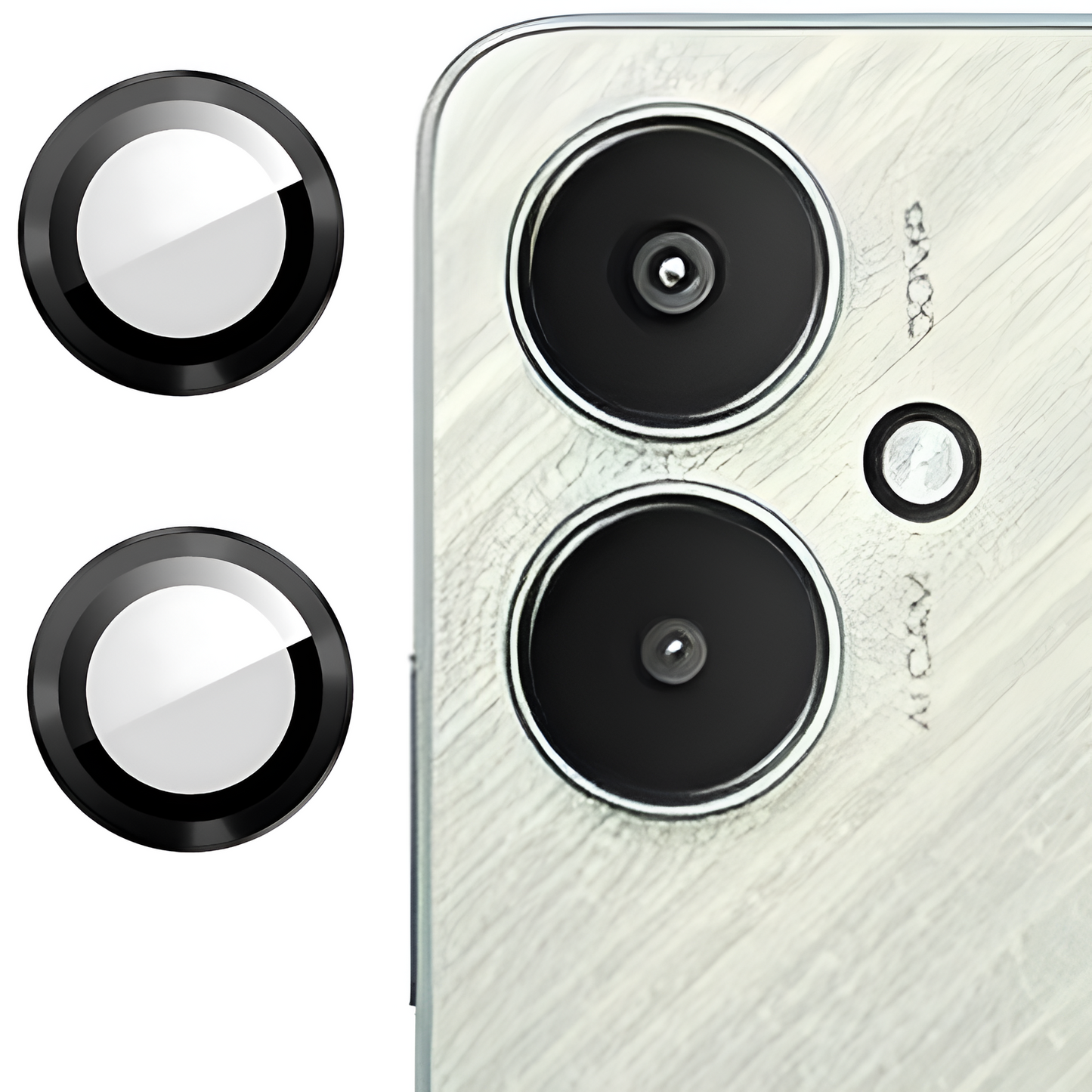 Black Metallic camera ring lens guard for Redmi 13C 5G - Kemarco