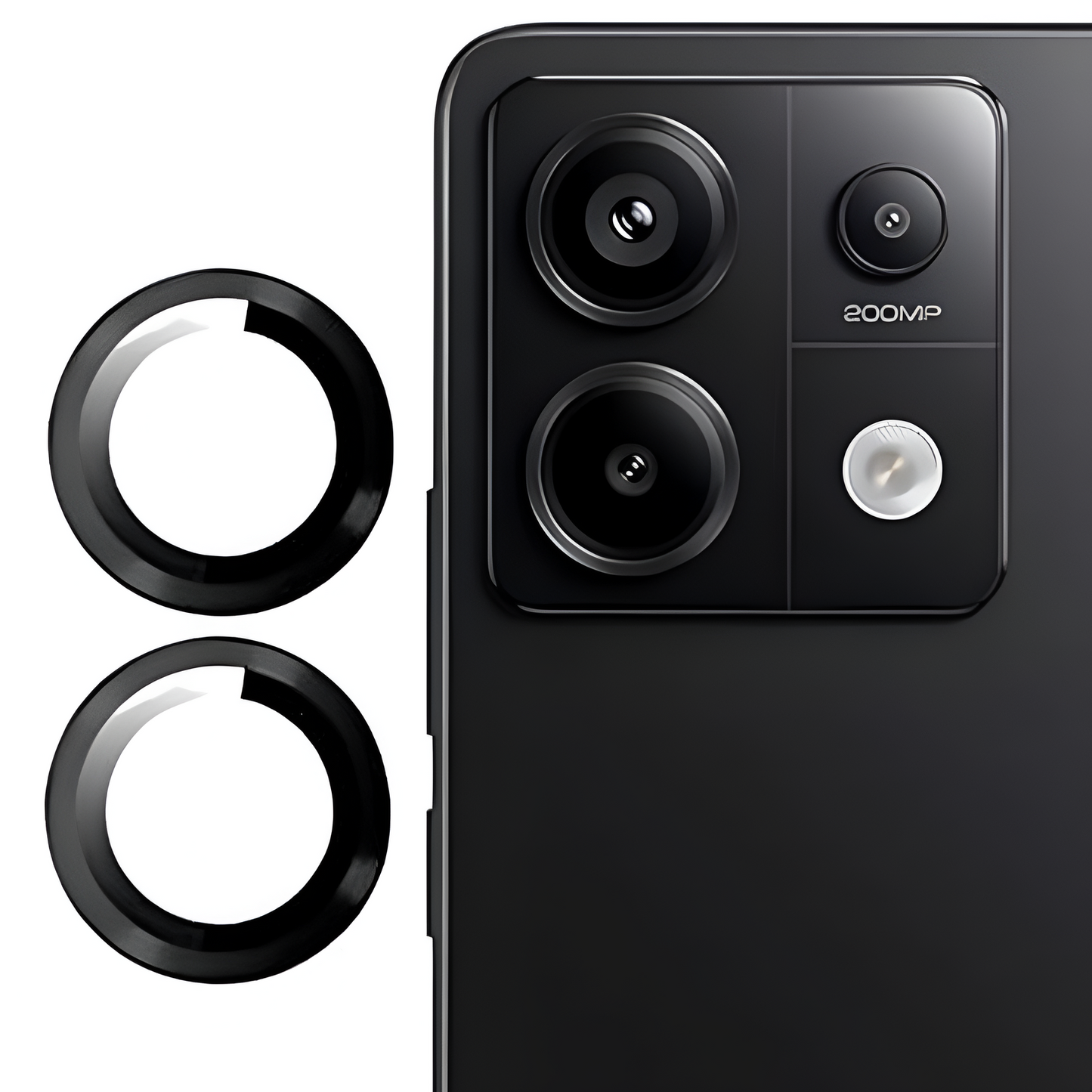 Black Metallic camera ring lens guard for Redmi Note 13 Pro - Kemarco