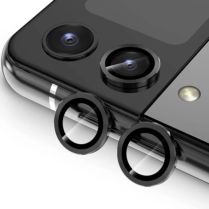 Black Metallic camera ring lens guard for Samsung Galaxy Z Flip 4 - Kemarco