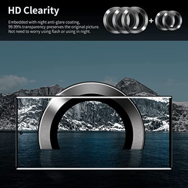 Black Metallic camera ring lens guard for Samsung S22 Ultra - Kemarco