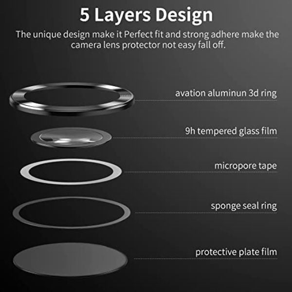 Black Metallic camera ring lens guard for Samsung S23 Ultra - Kemarco