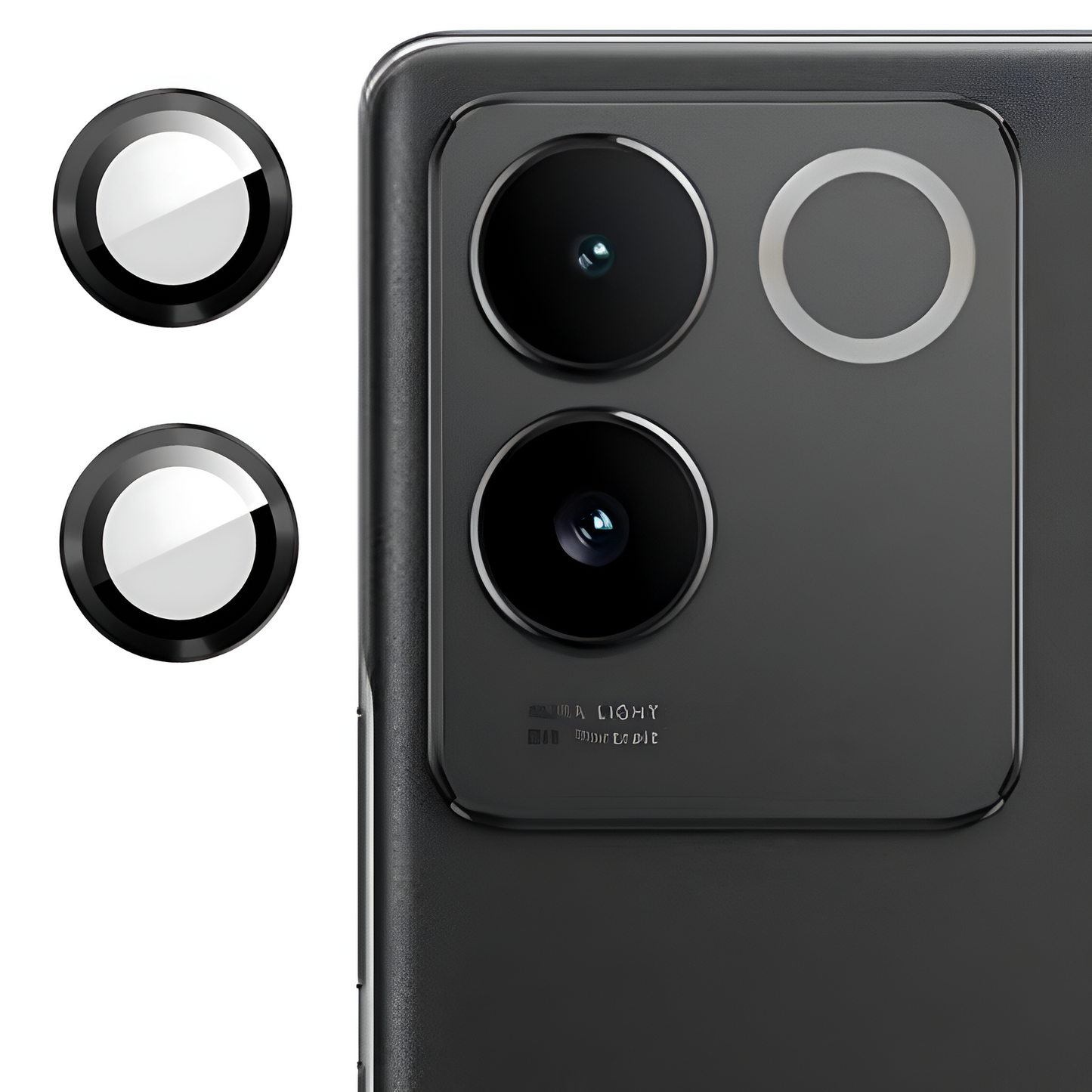 Black Metallic camera ring lens guard for Vivo T2 Pro 5G - Kemarco