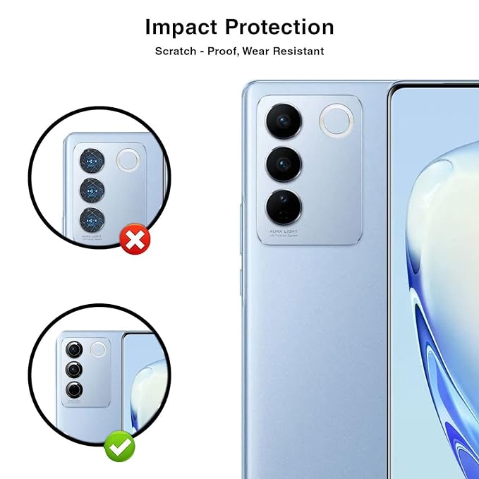 Black Metallic camera ring lens guard for Vivo V27 - Kemarco