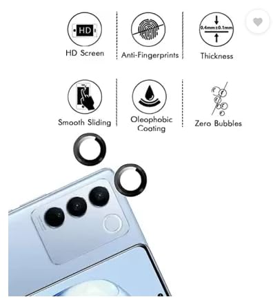 Black Metallic camera ring lens guard for Vivo V27 Pro - Kemarco
