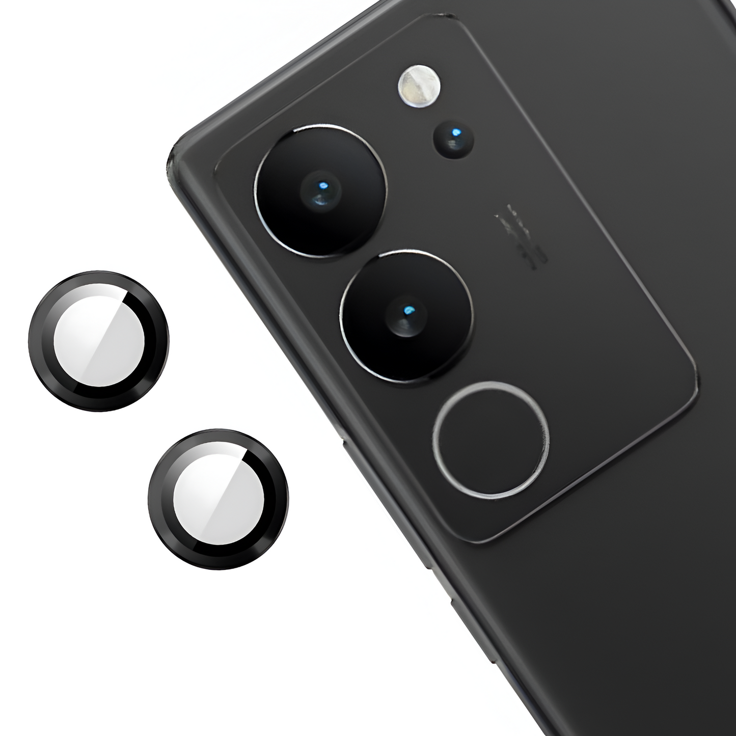Black Metallic camera ring lens guard for Vivo V29 Pro - Kemarco
