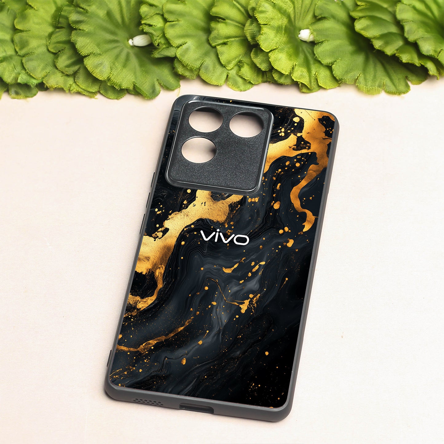 Black Gold Blaze metal back case for Vivo T2 Pro