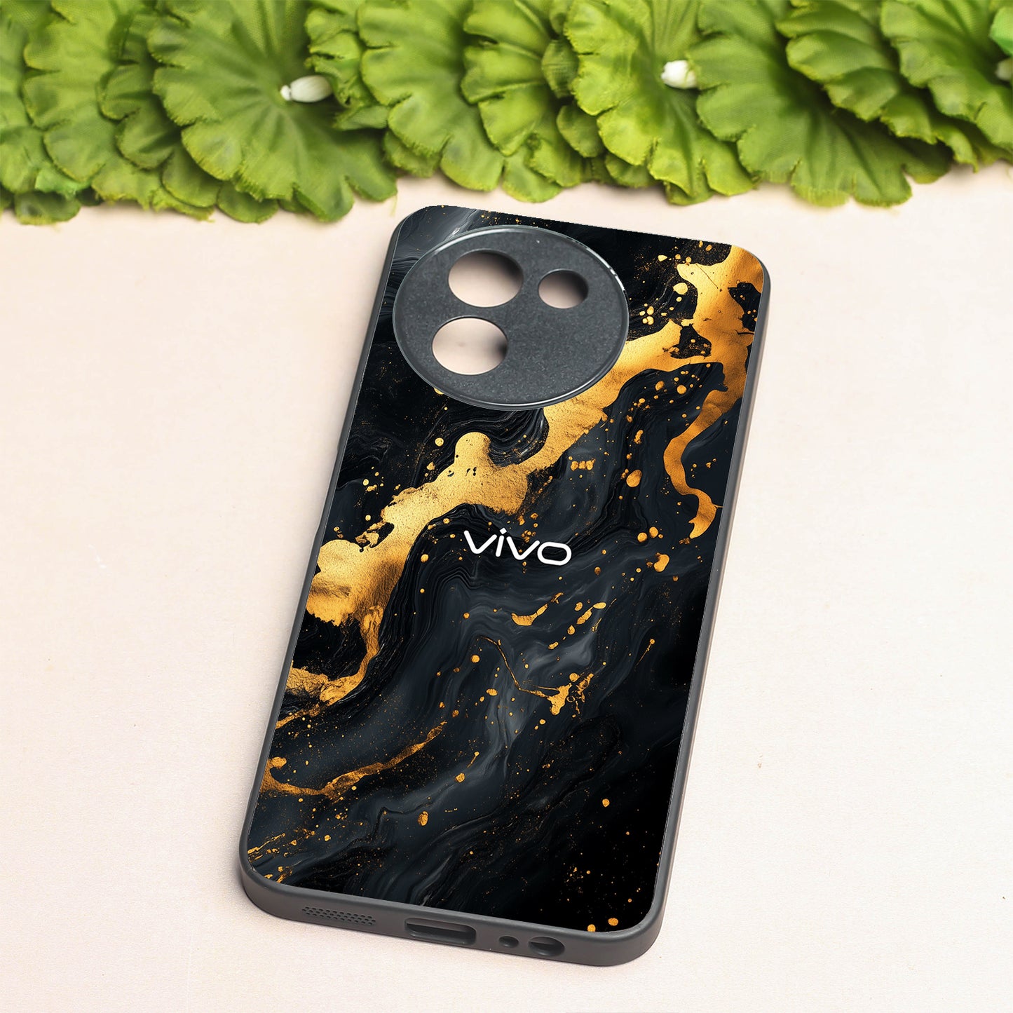 Black Gold Blaze metal back case for Vivo V30e
