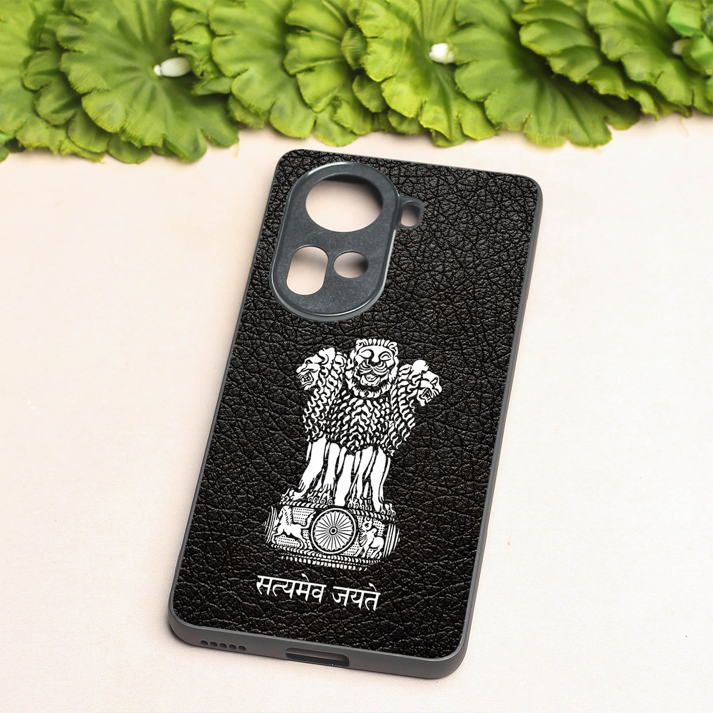 Black Satyamev Jayate metal back case for Oppo Reno 11
