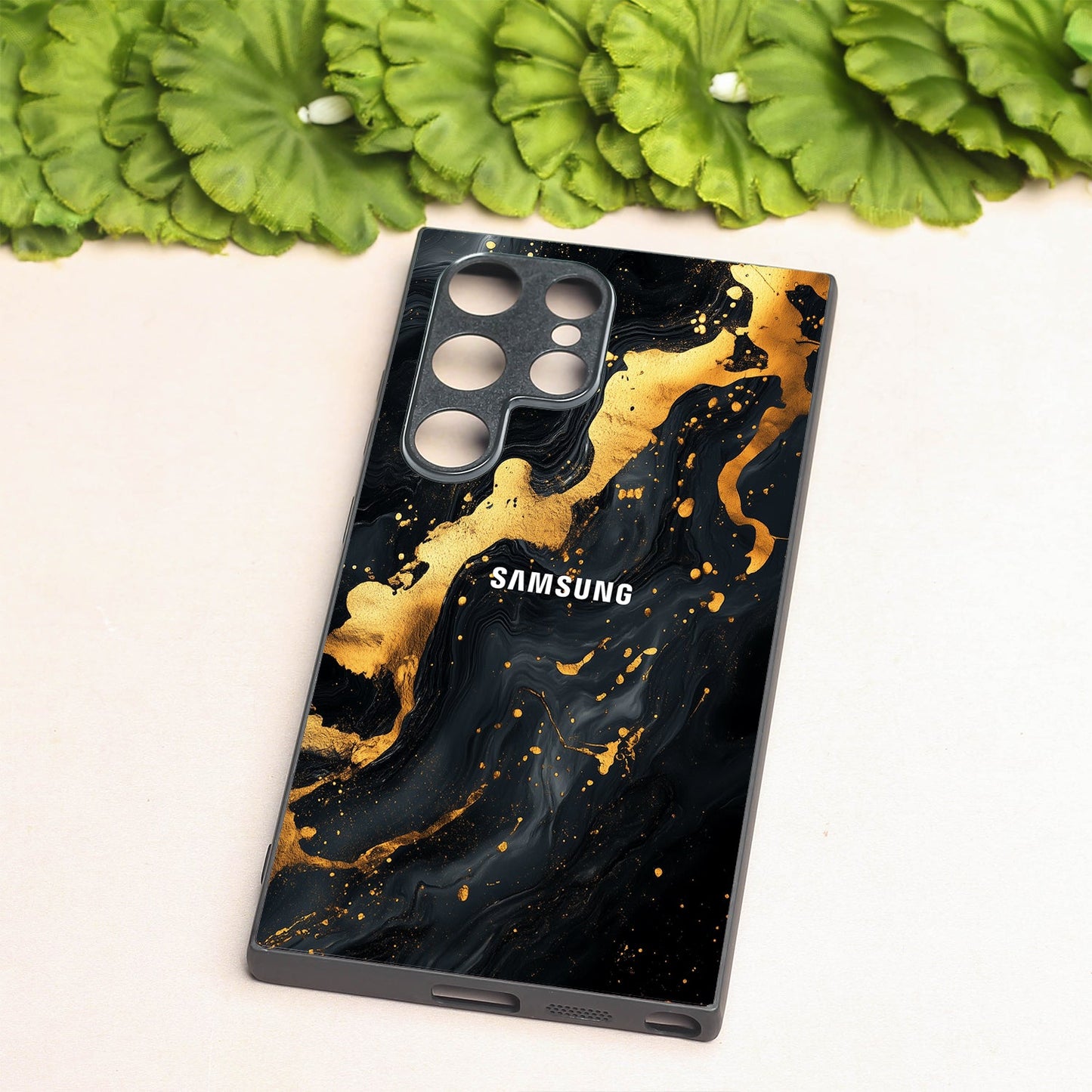 Black Gold Blaze metal back case for Samsung S24 Ultra