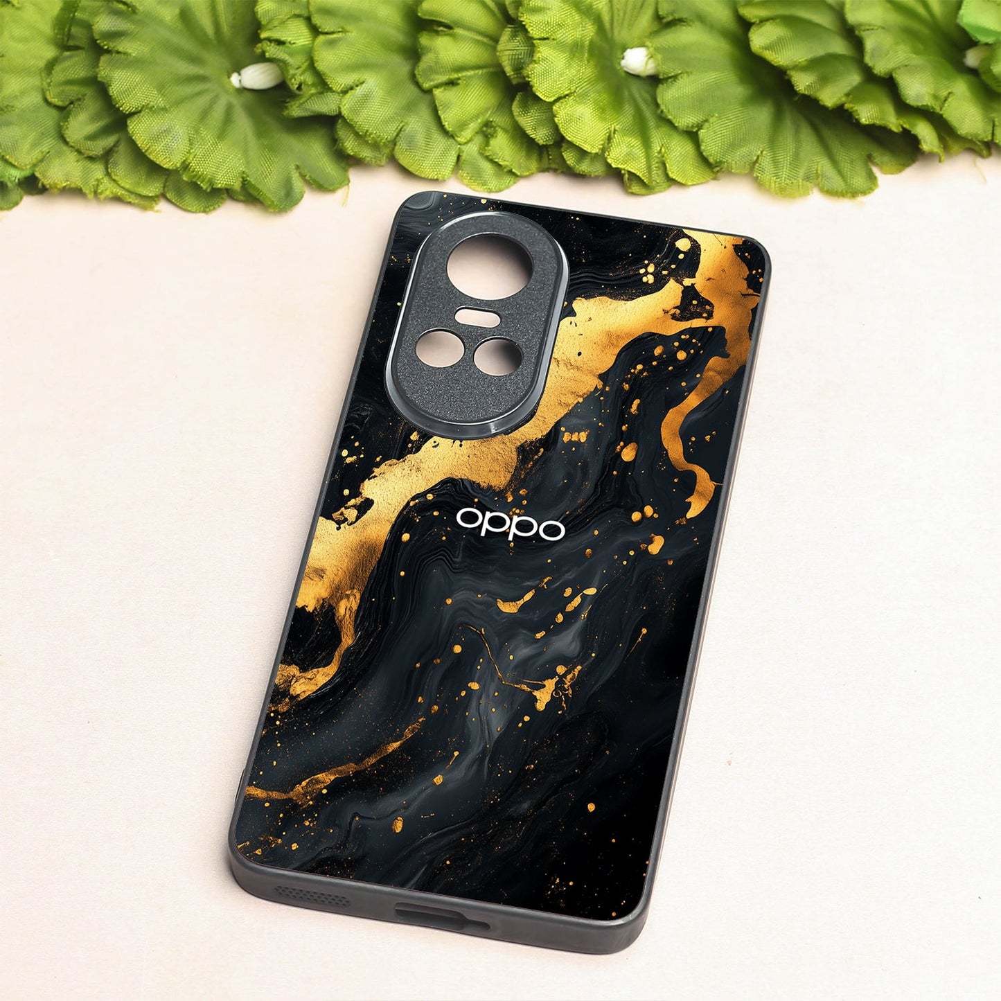 Black Gold Blaze metal back case for Oppo Reno 10 Pro