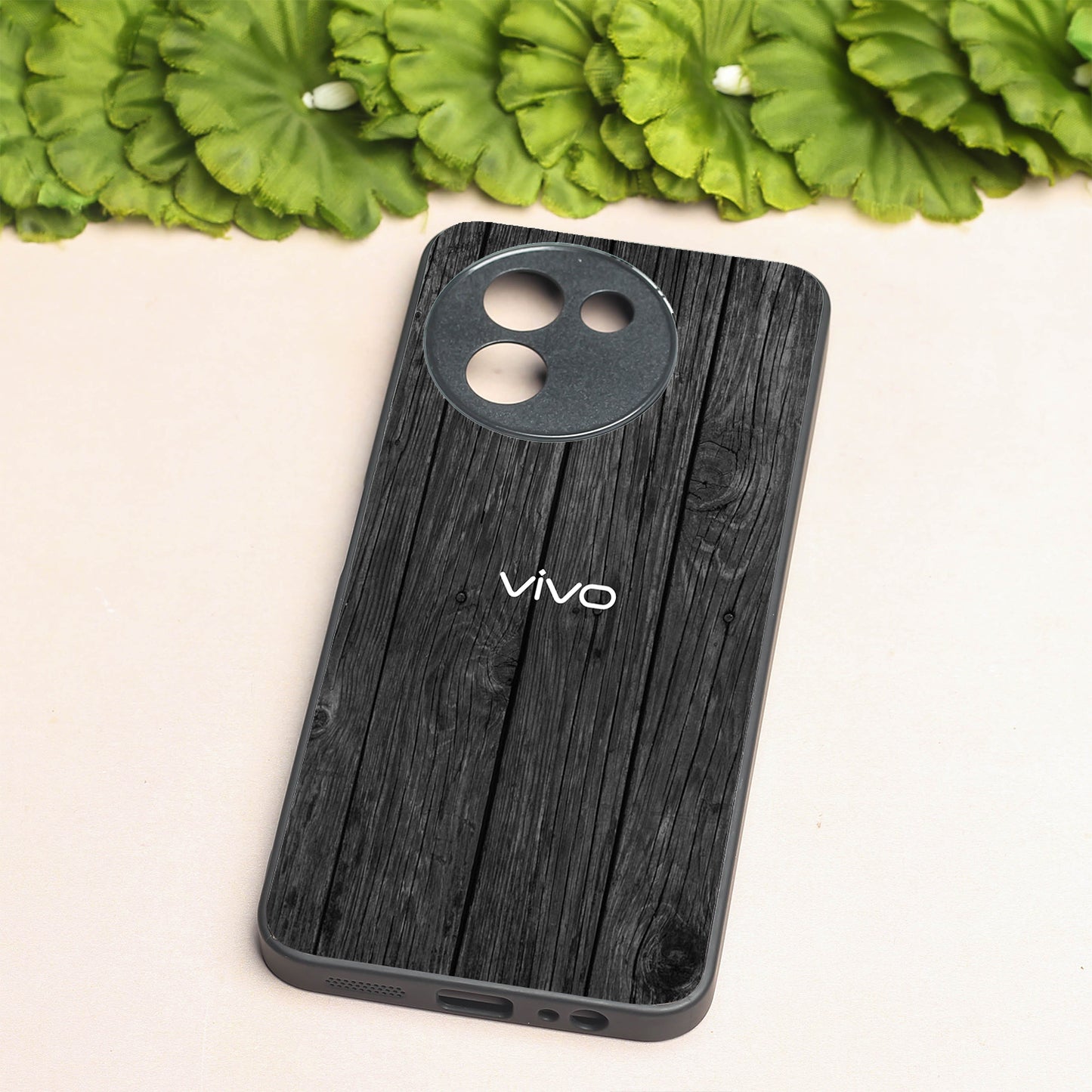 Dark Wood metal back case for Vivo V30e