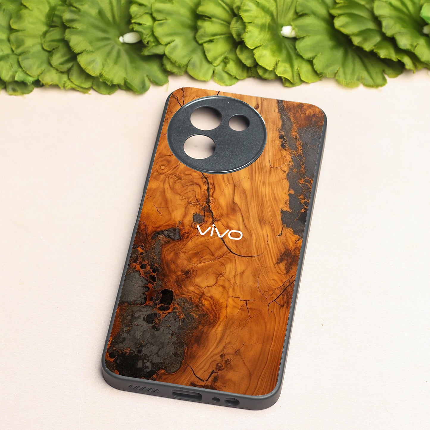 Lava Oak metal back case for Vivo V30e