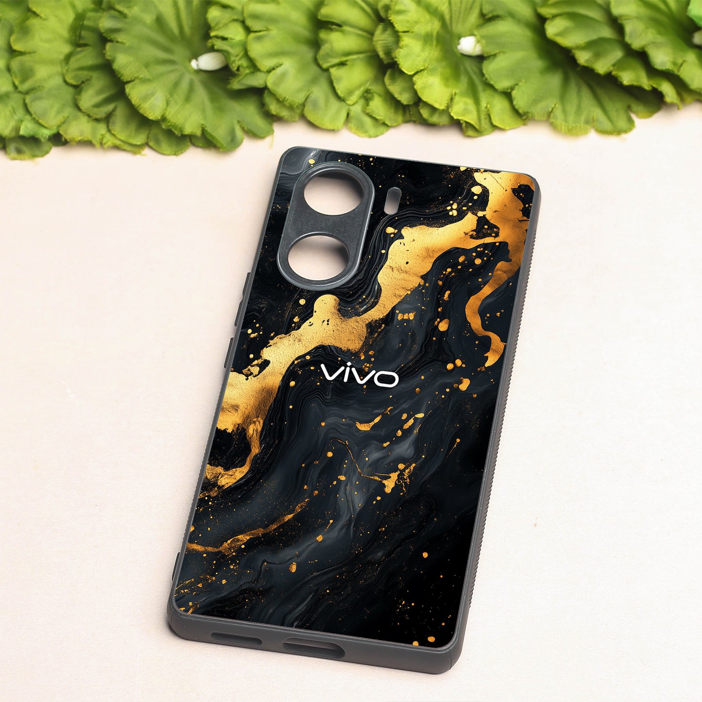 Black Gold Blaze metal back case for Vivo V29e