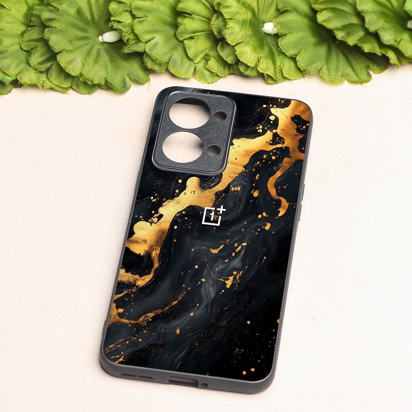 Black Gold Blaze metal back case for Oneplus Nord 2T