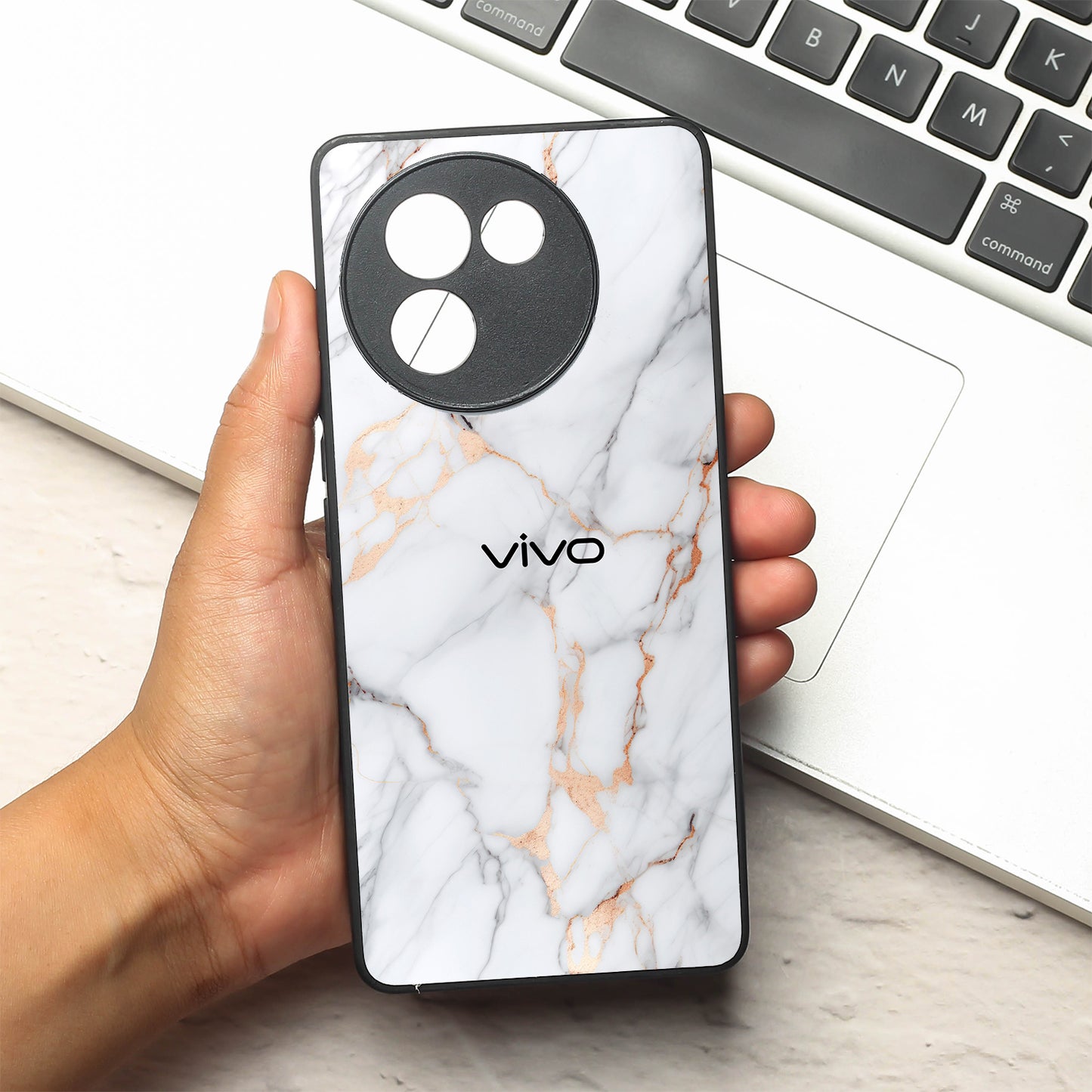 Copper Luxe Marble metal back case for Vivo V30e