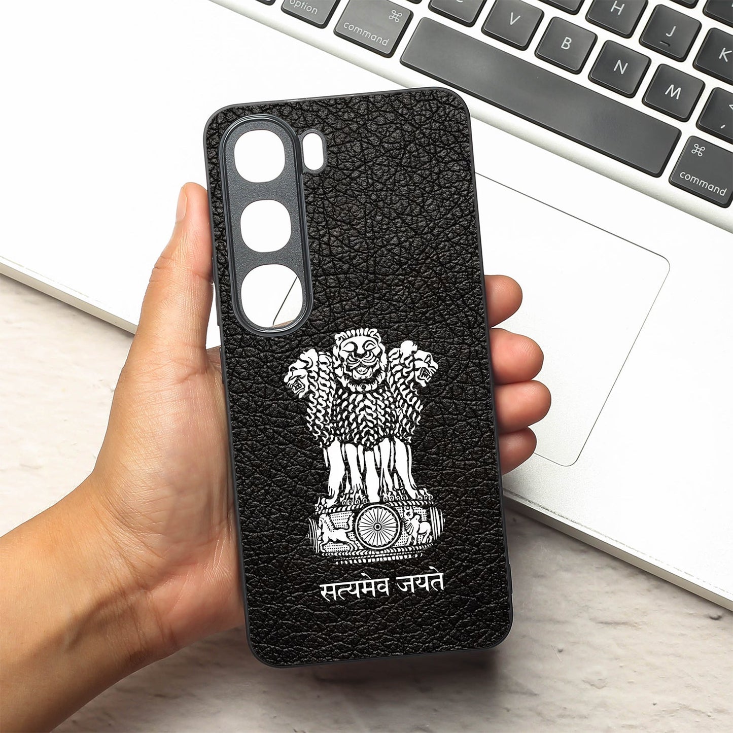 Black Satyamev Jayate metal back case for Vivo Y300