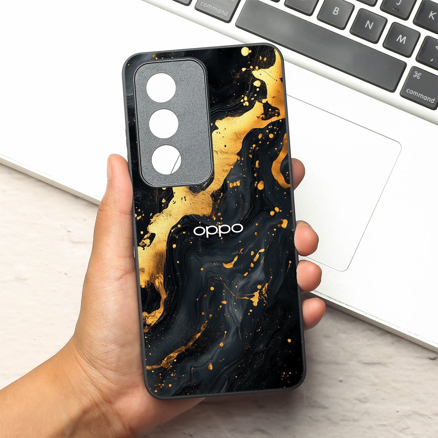 Black Gold Blaze metal back case for Oppo A3 Pro 5g