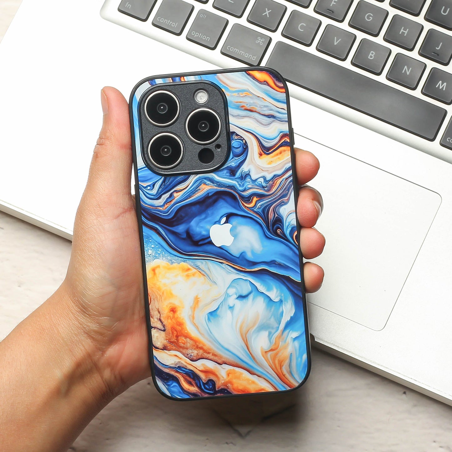 Blue Opulent metal back case for Apple Iphone 16 Pro