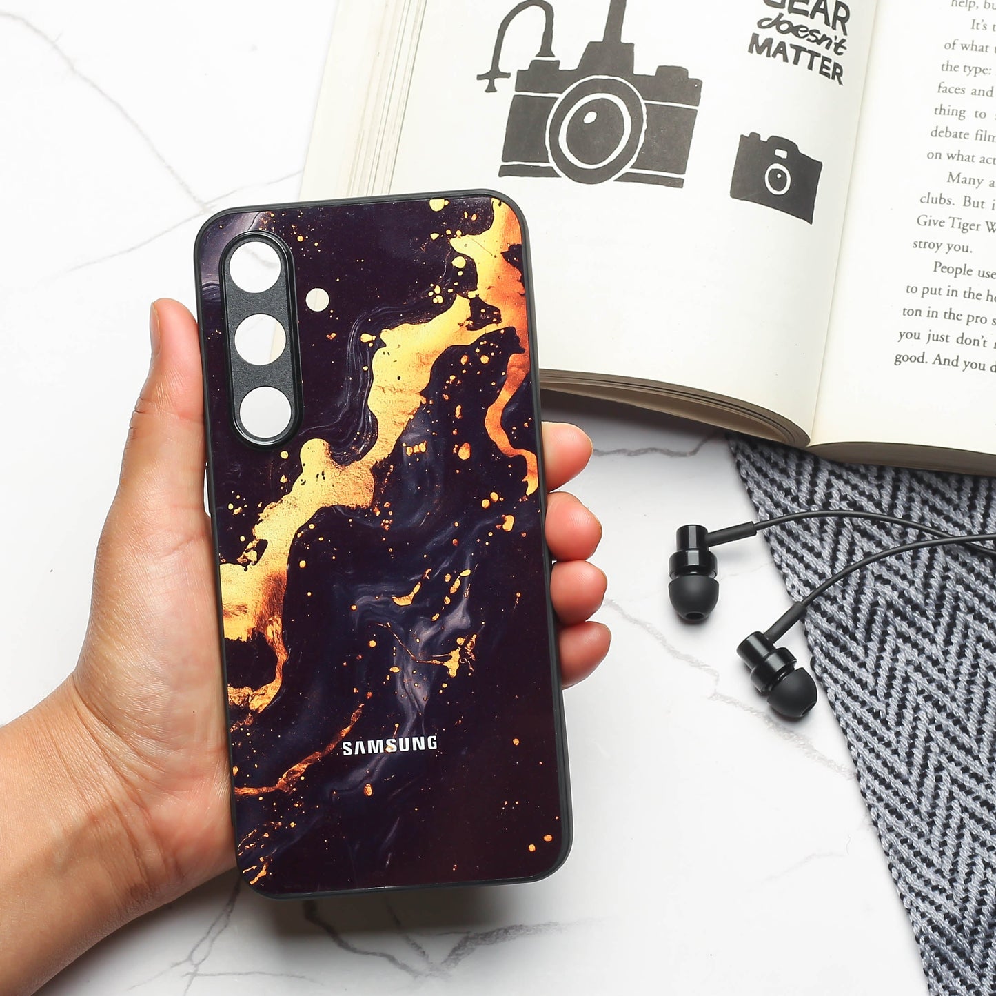 Black Gold Blaze metal back case for Samsung S23 FE