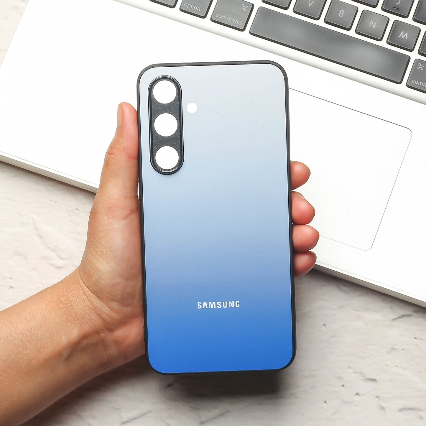 Blue Gradient metal back case for Samsung S23 FE