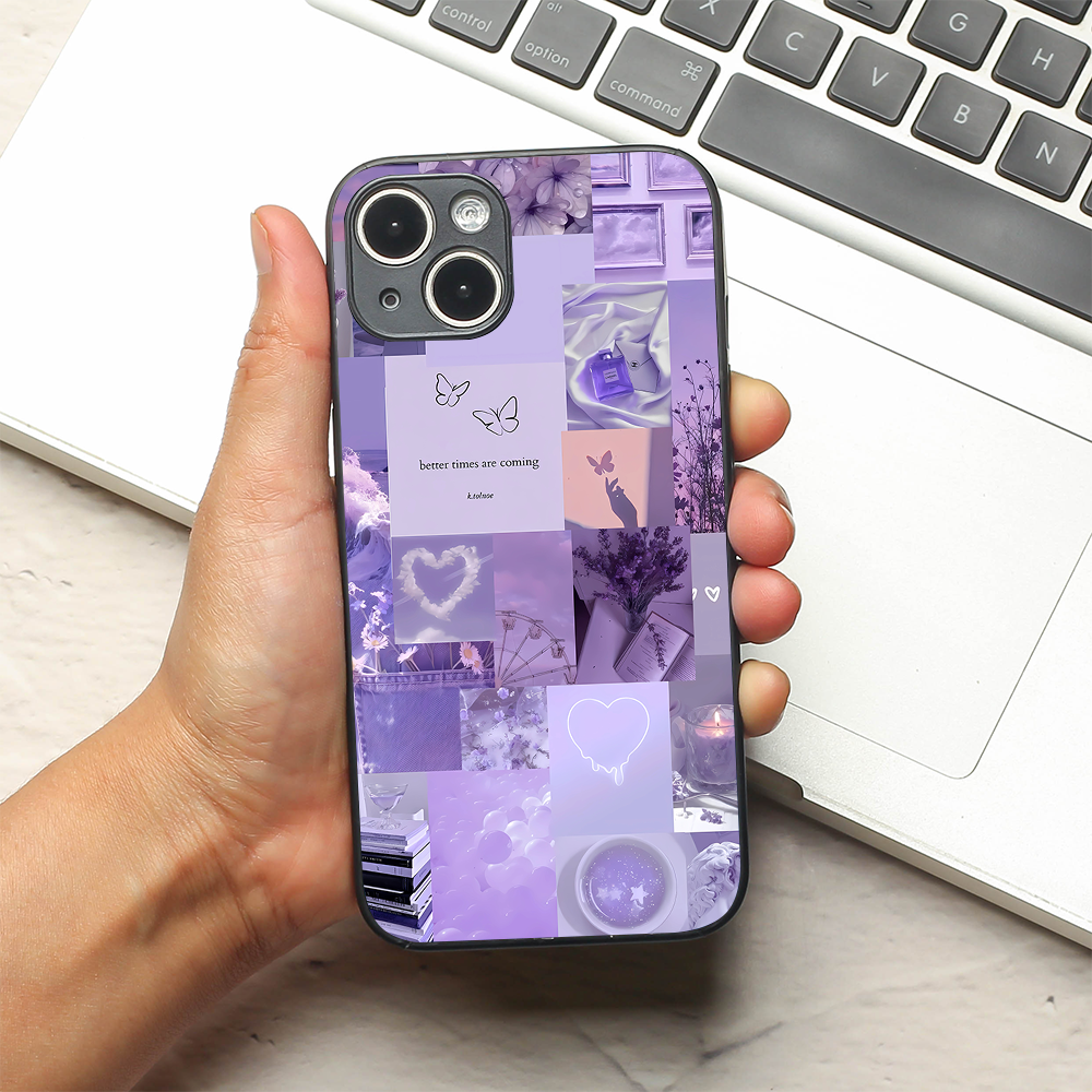 Lavender Dreams metal back case for Apple Iphone 15