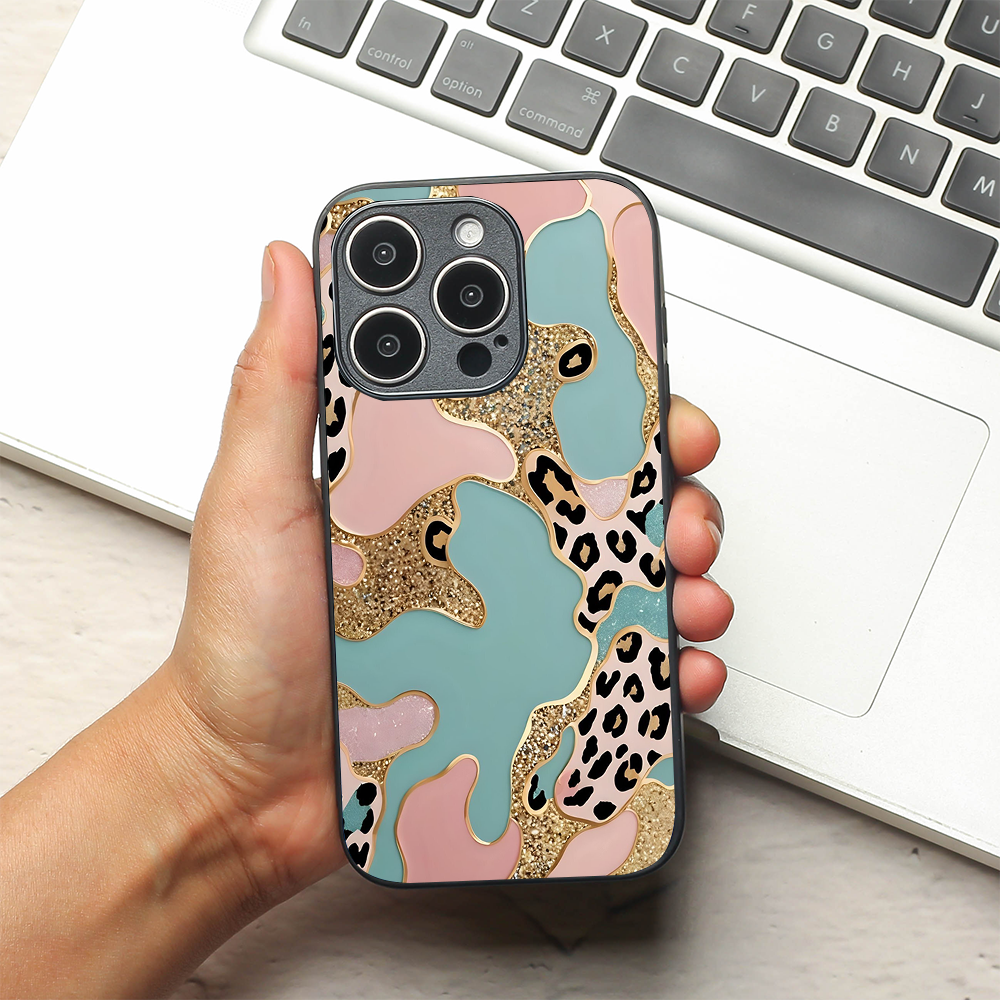Leopard Luxe metal back case for Apple Iphone 12 Pro